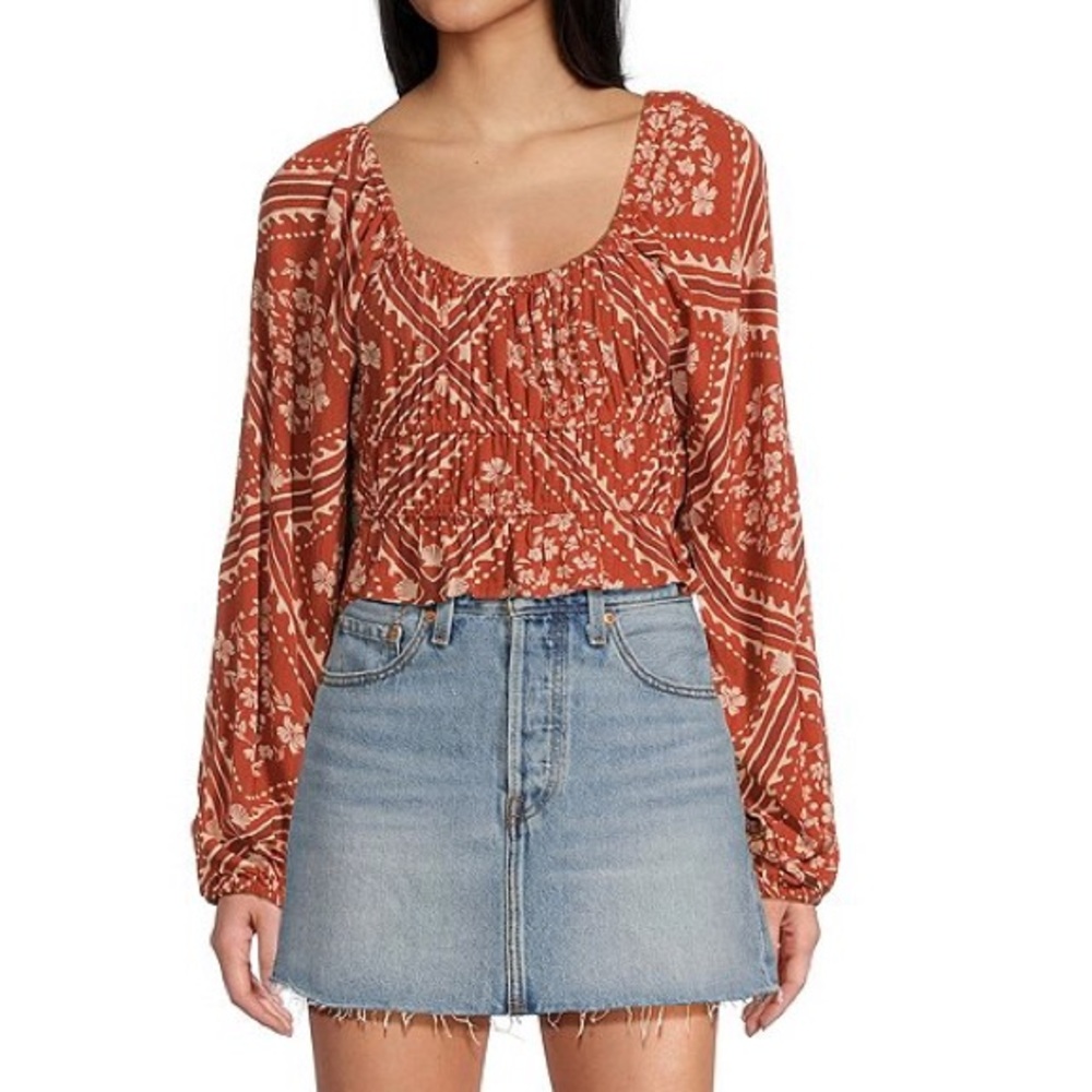 RIP CURL women’s Soleil Long Sleeve Printed Cropped Top